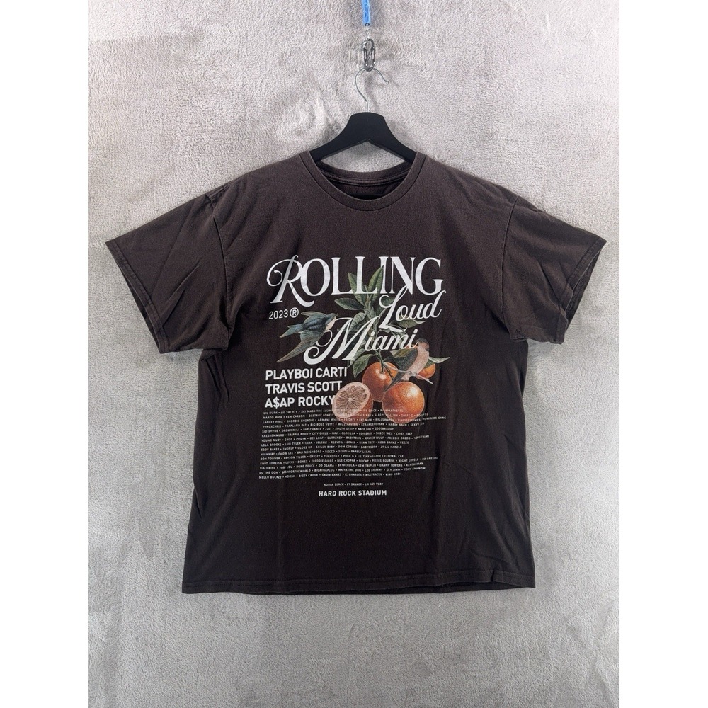 Rolling Loud Miami 2023‎ Shirt Mens Size Large Brown Travis Scott ASAP Rocky